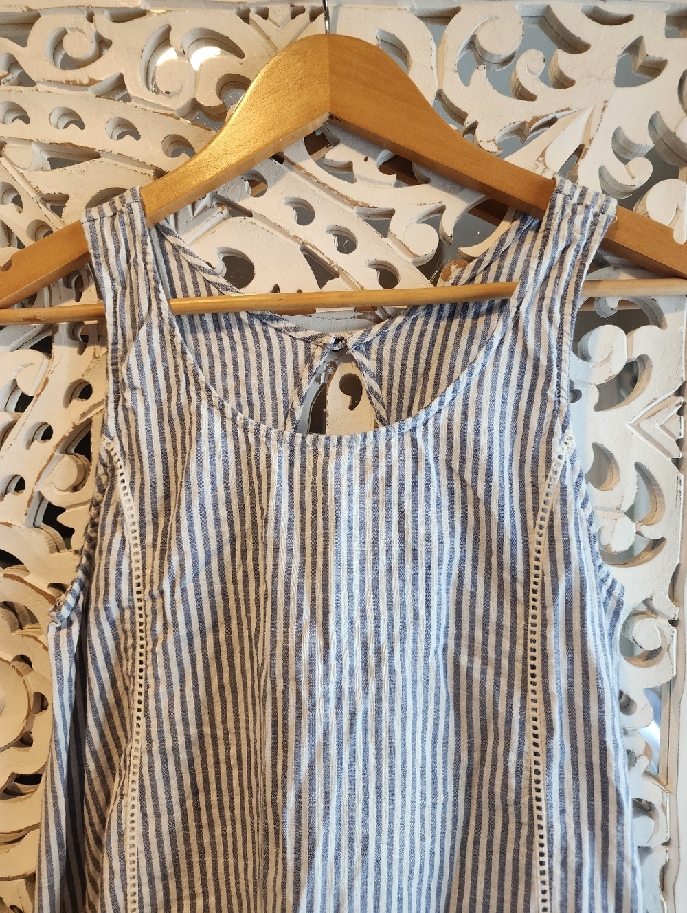 ELEMENT STRIPES MINI DRESS ASYMETHRICAL SLEVELESS BACK KEYHOLE UNLINED SZ SMALL - Picture 11 of 15